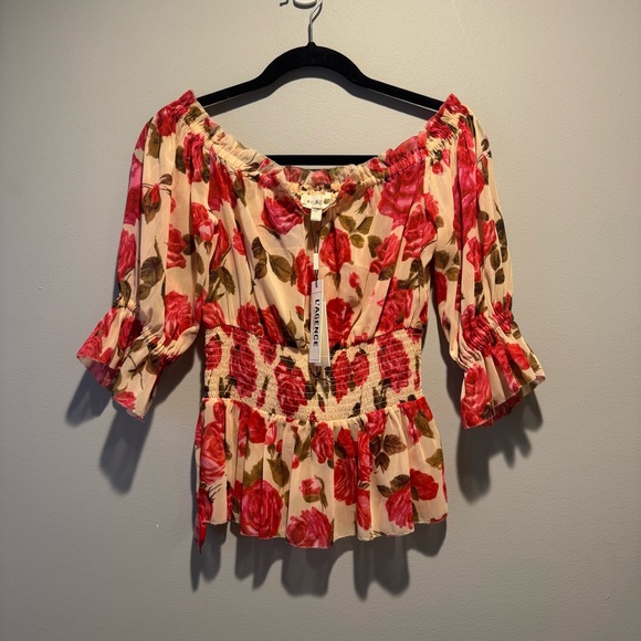 L’Agence Floral Off-Shoulder Top - Red and Pink - Picture 3 of 5